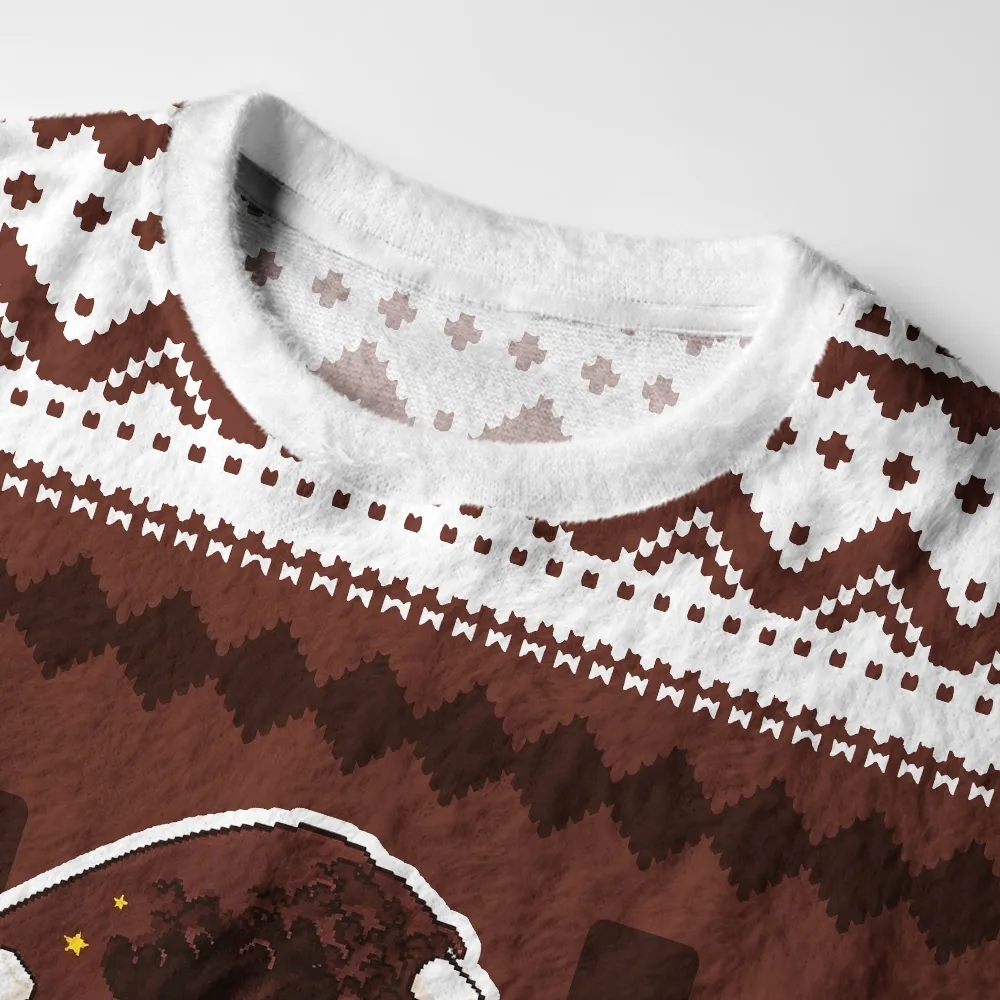 Tokyocanvas Cocoa Wave Fuzzy Christmas Ugly Sweatshirt