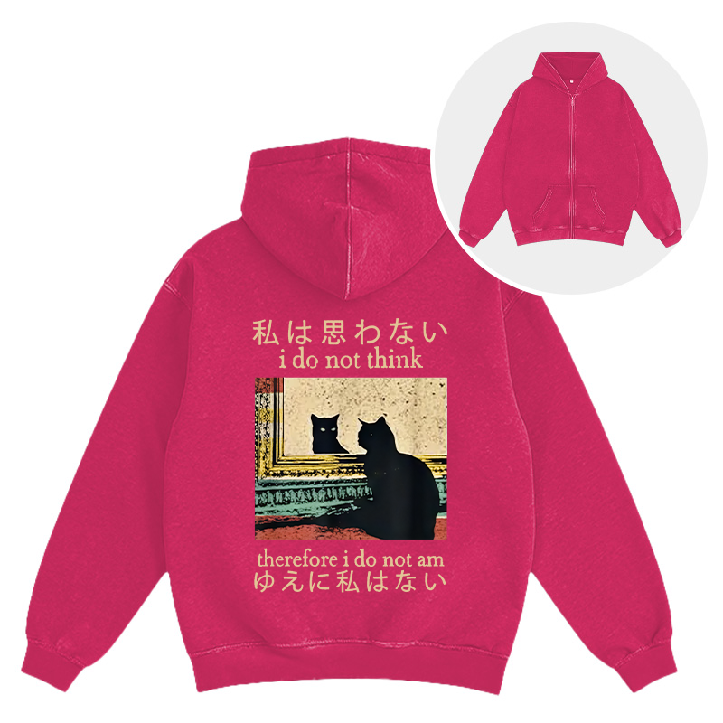Tokyocanvas I Do Not Think Therefore I Do Not Am Washed Zip Hoodie