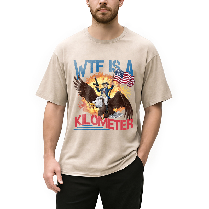 Tokyocanvas WTF Is A Kilometer Funny Washed T-Shirt