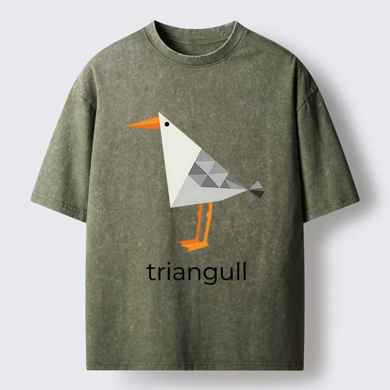Tokyocanvas Cute Triangle Seagull Washed T-Shirt