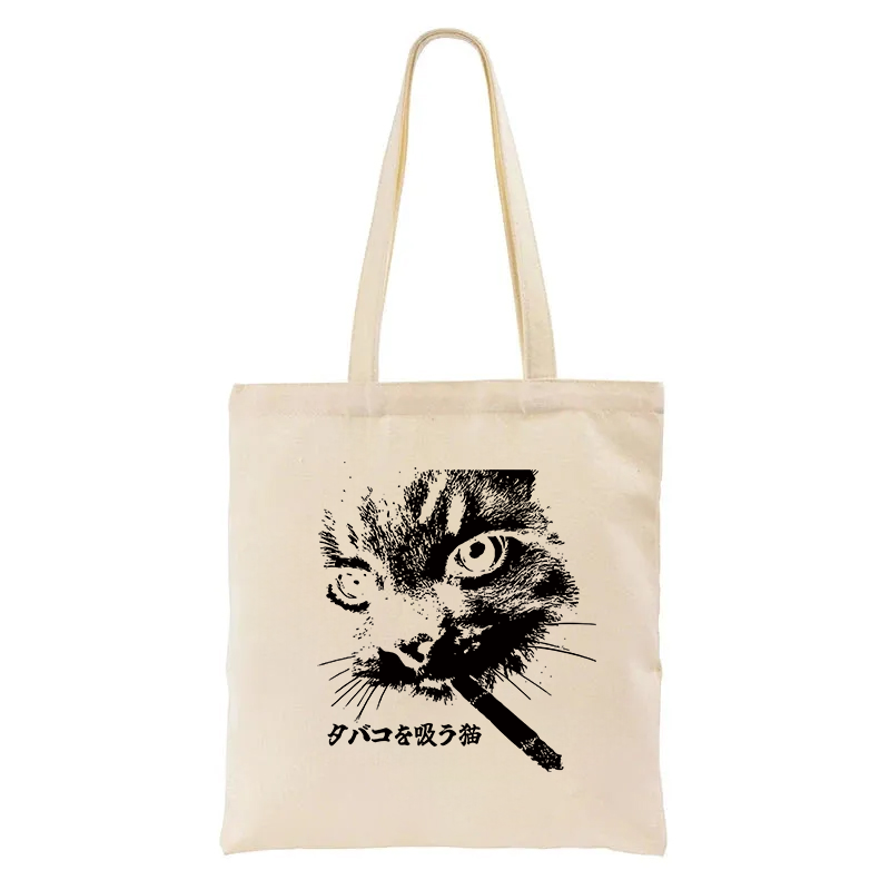 Tokyocanvas Retro Cat Smoking Tote Bag