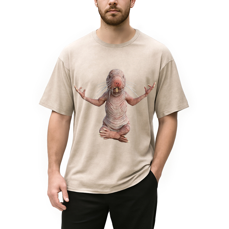 Tokyocanvas Funny Naked Mole-Rat Washed T-Shirt