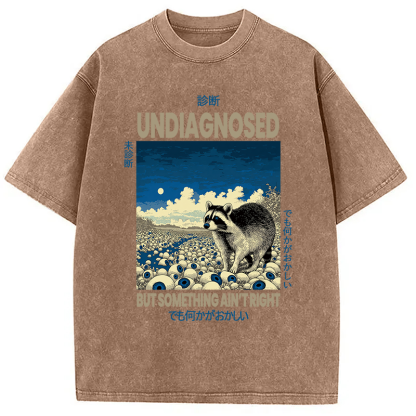 Tokyocanvas Funny Mental Health Japanese Raccoon Washed T-Shirt