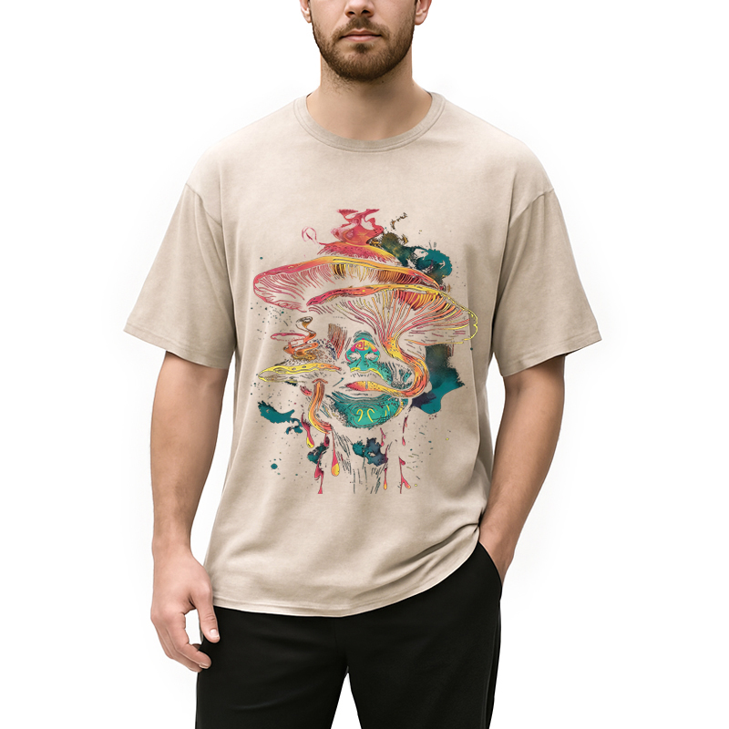 Tokyocanvas Trippy Mushroom Washed T-Shirt