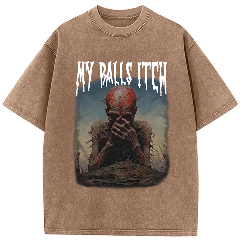 Tokyocanvas My Balls Inch Thinking Skeleton Washed T-Shirt