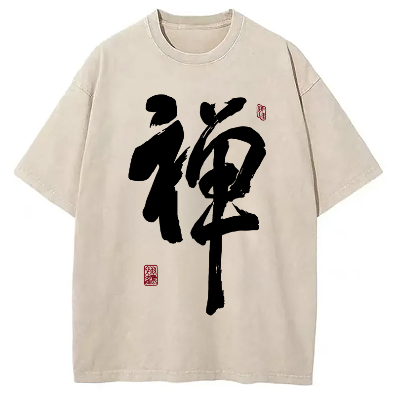Tokyocanvas Japanese Zen Kanji Washed T-Shirt