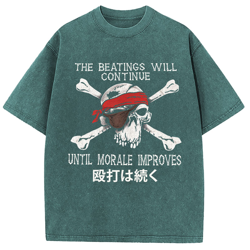 Tokyocanvas Beatings Will Continue Pirate Washed T-Shirt