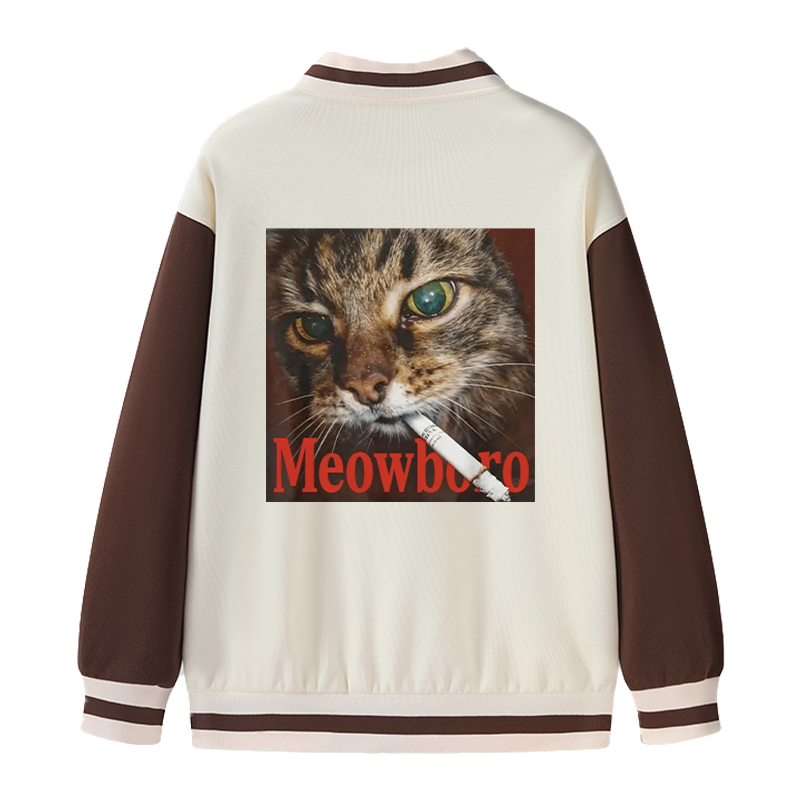 Tokyocanvas Funny Smoking Cat Meme Varsity Jacket