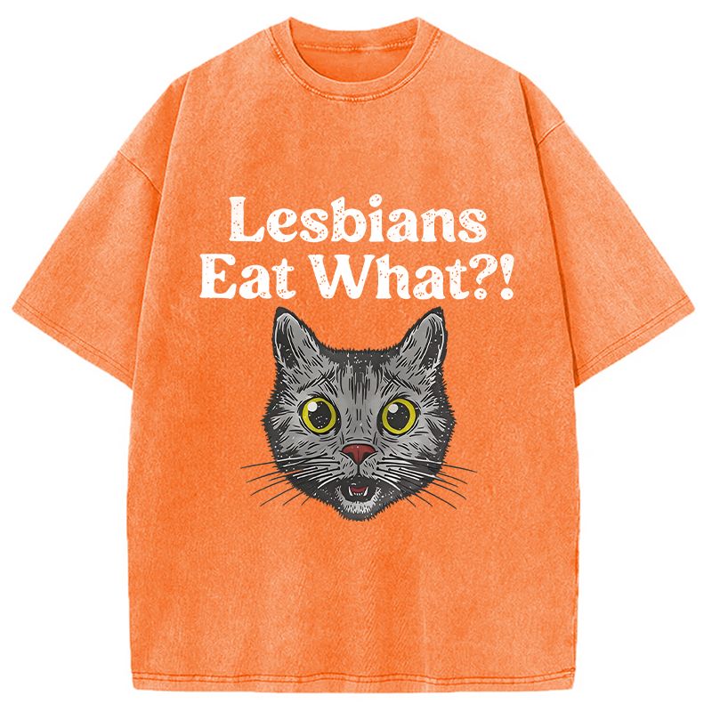 Tokyocanvas Lesbians Eat What Cat Washed T-Shirt