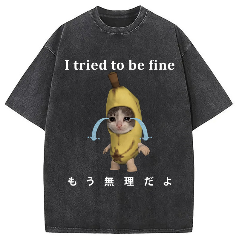 Tokyocanvas Crying Banana Cat Washed T-Shirt