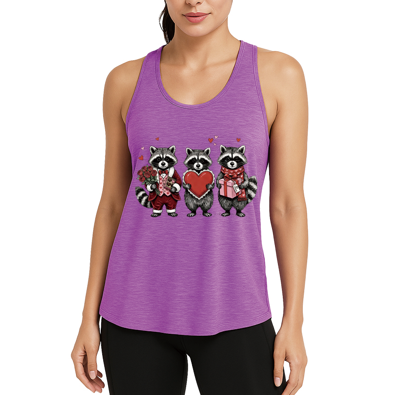 Tokyocanvas Valentines Raccoon Fitness Tank