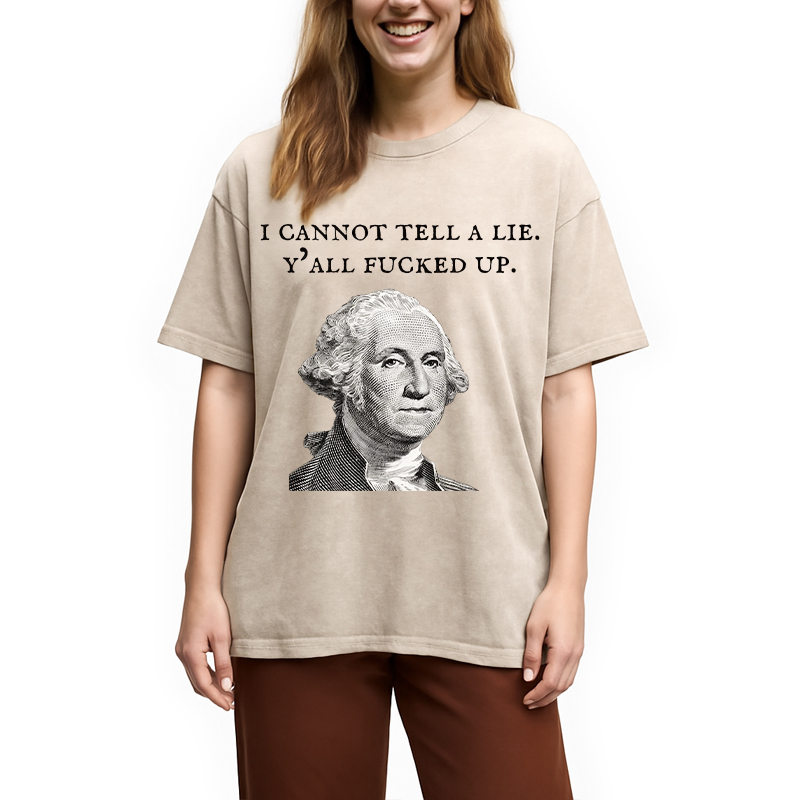 Tokyocanvas Funny George Washington Post-Election Washed T-Shirt
