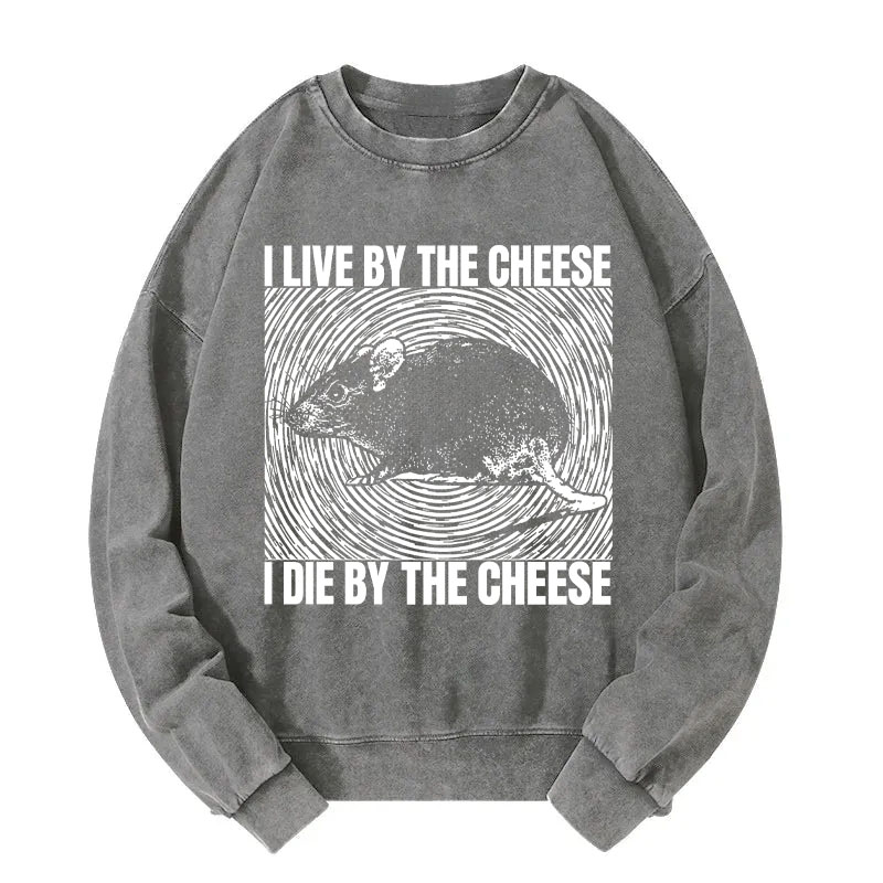 Tokyocanvas I Live By The Cheese Rat Washed Sweatshirt