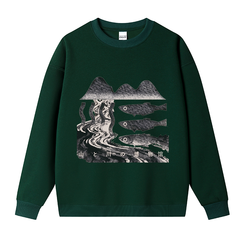 Tokyocanvas Fish Vintage Fleece Lined Sweatshirt