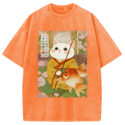Tokyocanvas The Tale of Cat and Fish Washed T-Shirt