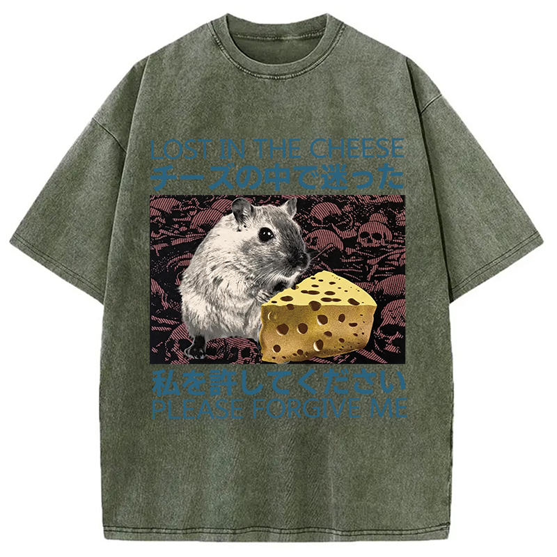 Tokyocanvas Lost in Cheese Japanese Rat Washed T-Shirt