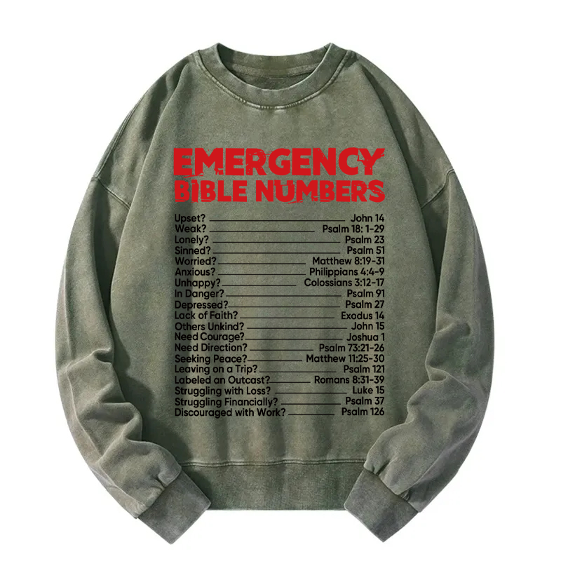 Tokyocanvas Bible Emergency Numbers Washed Sweatshirt