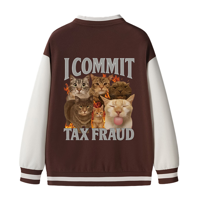Tokyocanvas I Commit Tax Fraud Varsity Jacket