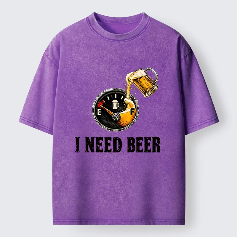 Tokyocanvas Low Fuel Beer Lover Meme Washed T-Shirt
