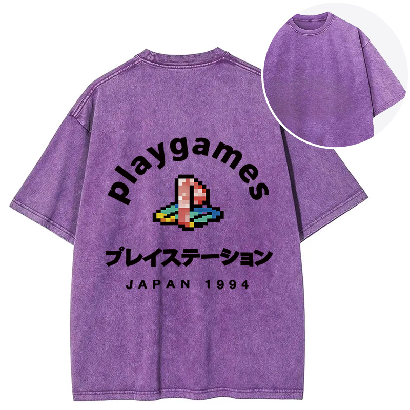 Tokyocanvas Play Games Japan Back Washed T-Shirt
