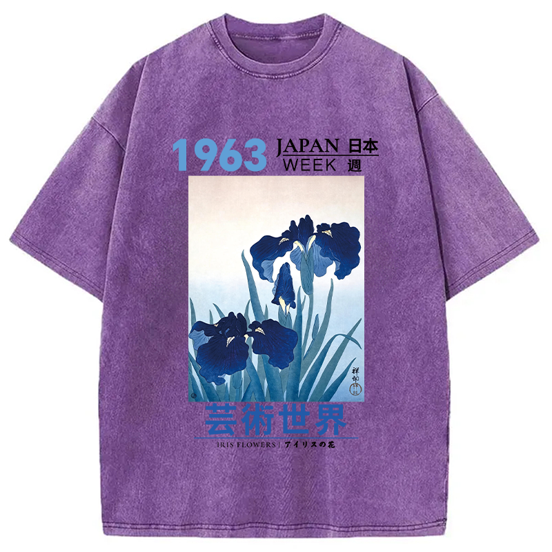 Tokyocanvas Iris Flowers Washed T-Shirt