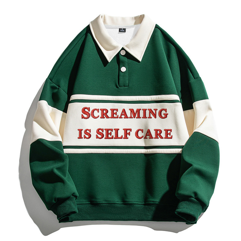 Tokyocanvas Screaming Is Self Care Polo Embroidered Sweatshirt