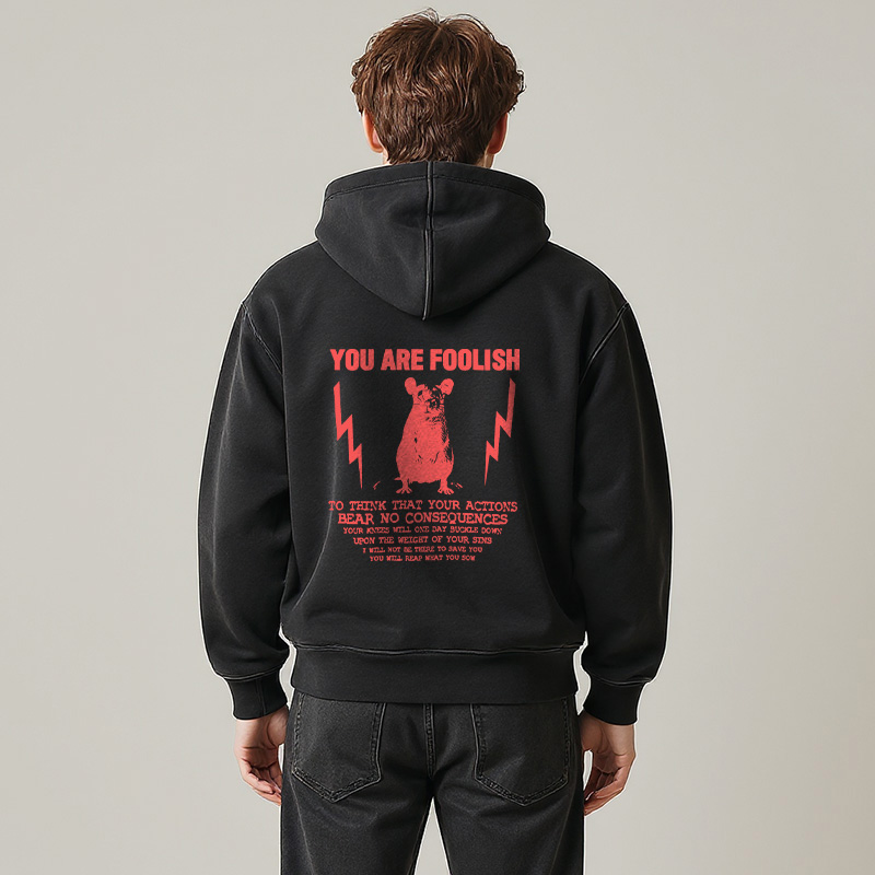 Tokyocanvas You Are Foolish Rat Meme Washed Zip Hoodie