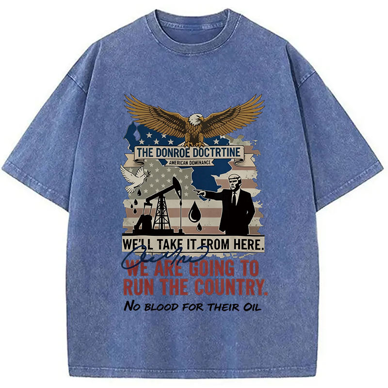 Tokyocanvas Donroe Doctrine Meme Washed T-Shirt