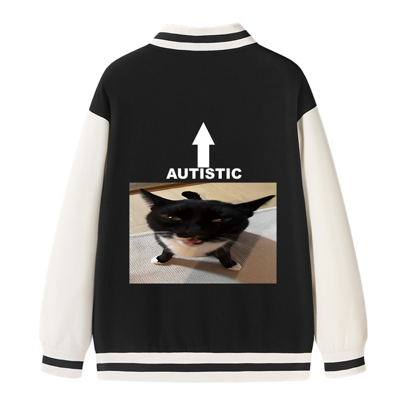 Tokyocanvas Autistic Cat Varsity Jacket