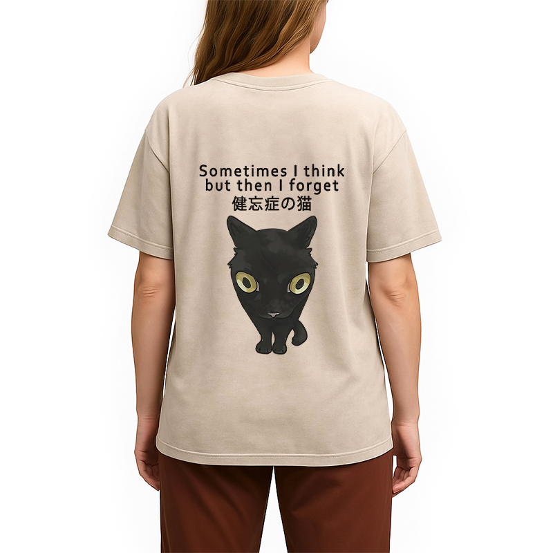 Tokyocanvas Amnesiac Cat Back Washed T-Shirt