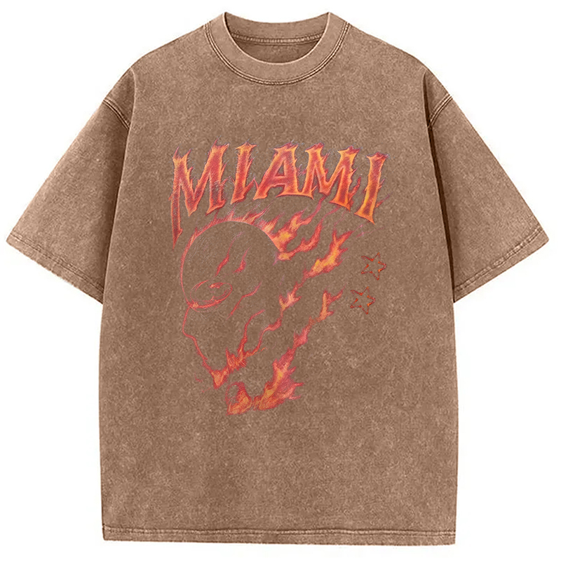 Tokyocanvas Miami Flame Ninja Washed T-Shirt
