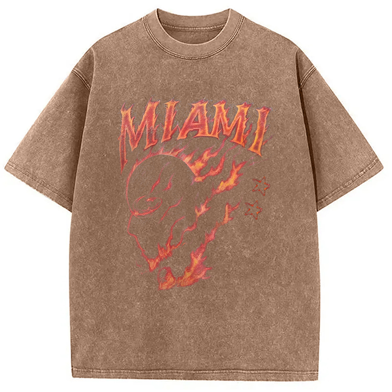 Tokyocanvas Miami Flame Ninja Washed T-Shirt