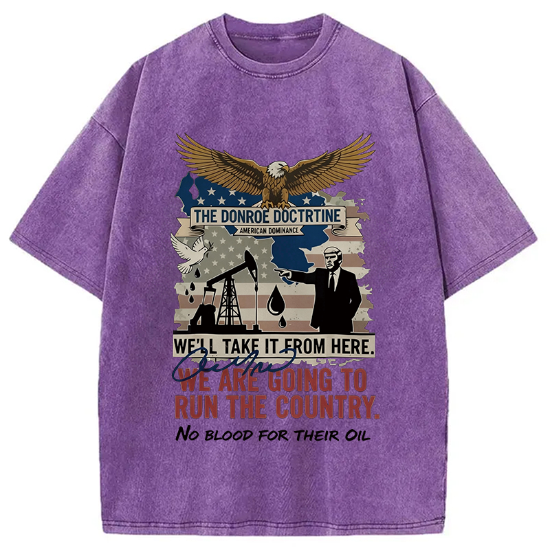 Tokyocanvas Donroe Doctrine Meme Washed T-Shirt