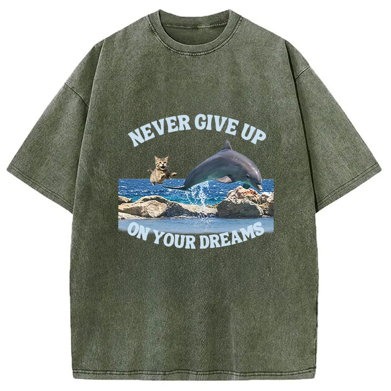 Tokyocanvas Never Give Up On Your Dreams Washed T-Shirt