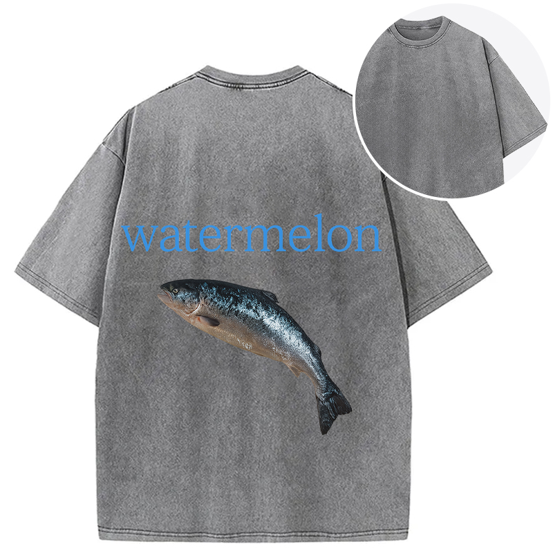 Tokyocanvas Watermelon Fish Back Washed T-Shirt