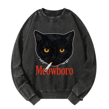 Tokyocanvas Smoking Black Cat Vintage Washed Sweatshirt