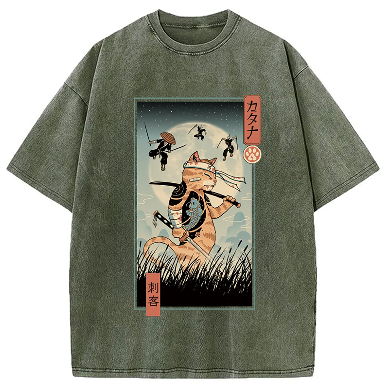 Tokyocanvas Catana the Last Warrior Ukiyo-e Washed T-Shirt
