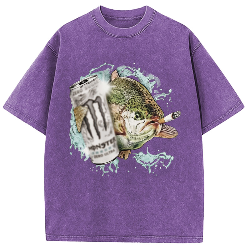 Tokyocanvas Trout With Cigarette Washed T-Shirt