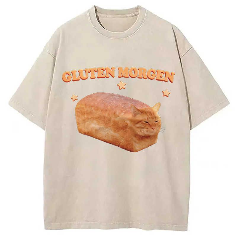 Tokyocanvas Silly Gluten Cat Washed T-Shirt