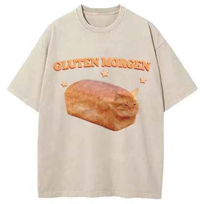 Tokyocanvas Silly Gluten Cat Washed T-Shirt