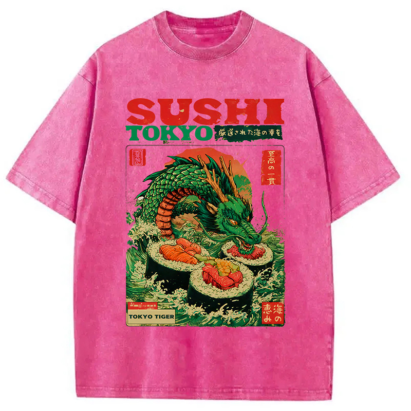 Tokyocanvas Ocean Dragon Sushi Washed T-Shirt