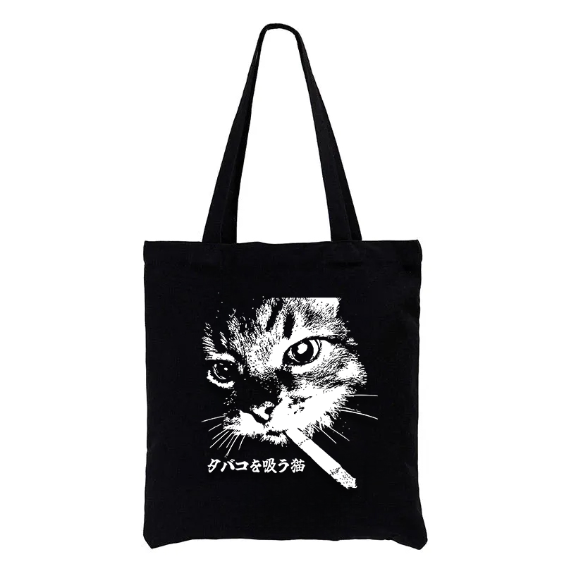 Tokyocanvas Retro Cat Smoking Tote Bag