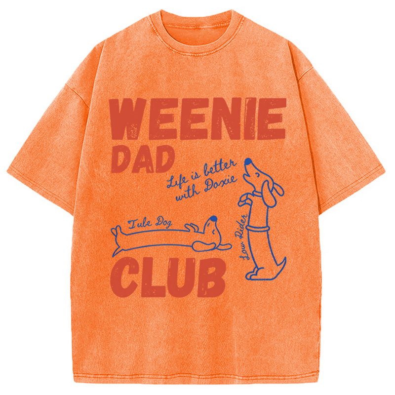Tokyocanvas Dachshund Dad Club Meme Washed T-Shirt