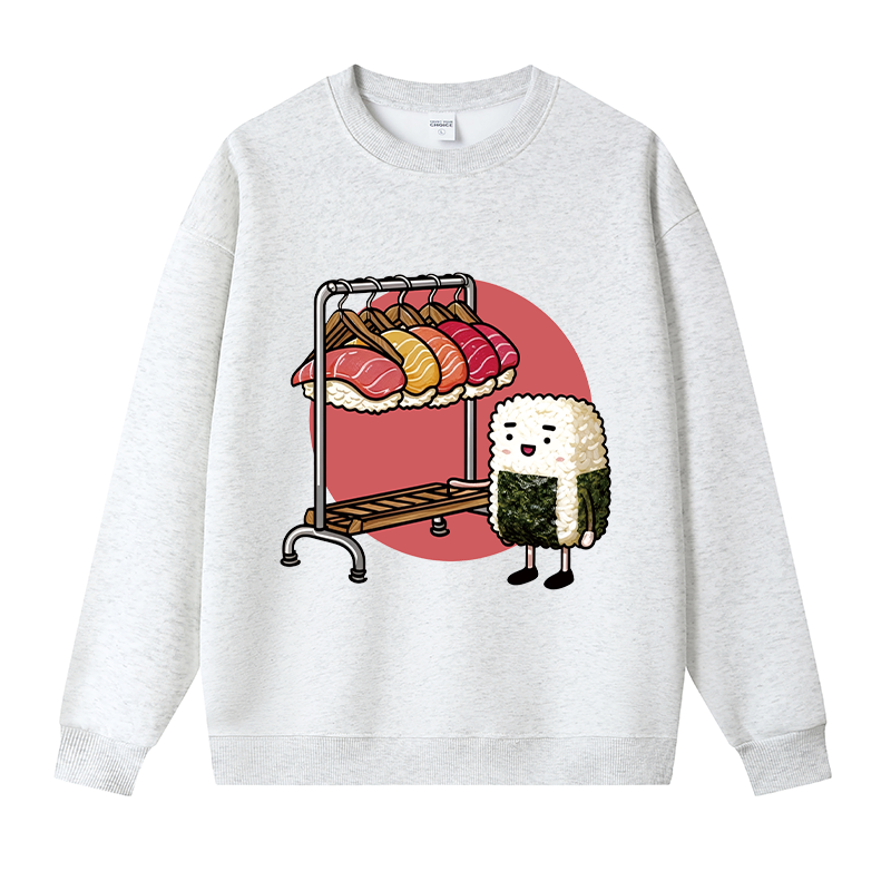 Tokyocanvas Sushi Choosing A Hat Fleece Lined Sweatshirt