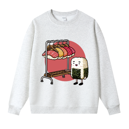 Tokyocanvas Sushi Choosing A Hat Fleece Lined Sweatshirt