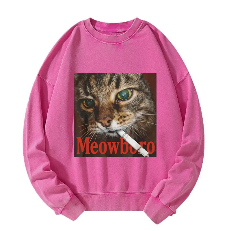 Tokyocanvas Funny Smoking Cat Meme Washed Sweatshirt