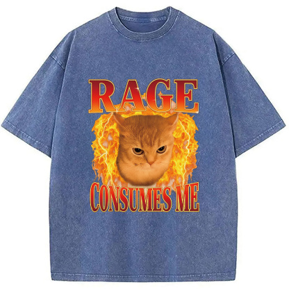 Tokyocanvas Rage Consumes Me Edgy Funny Cat Meme Washed T-Shirt