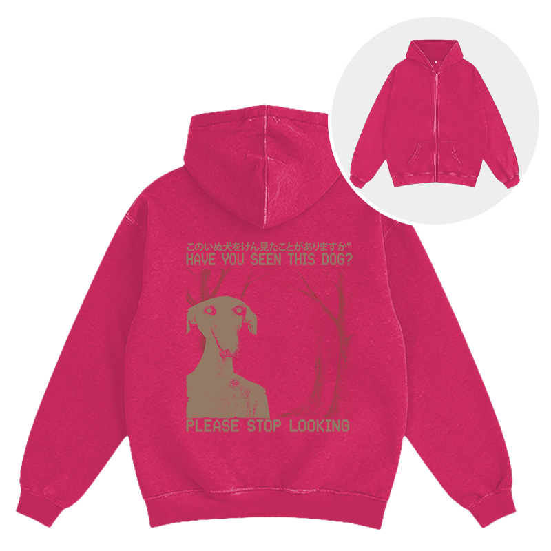 Tokyocanvas Have You Seen This Dog? Washed Zip Hoodie