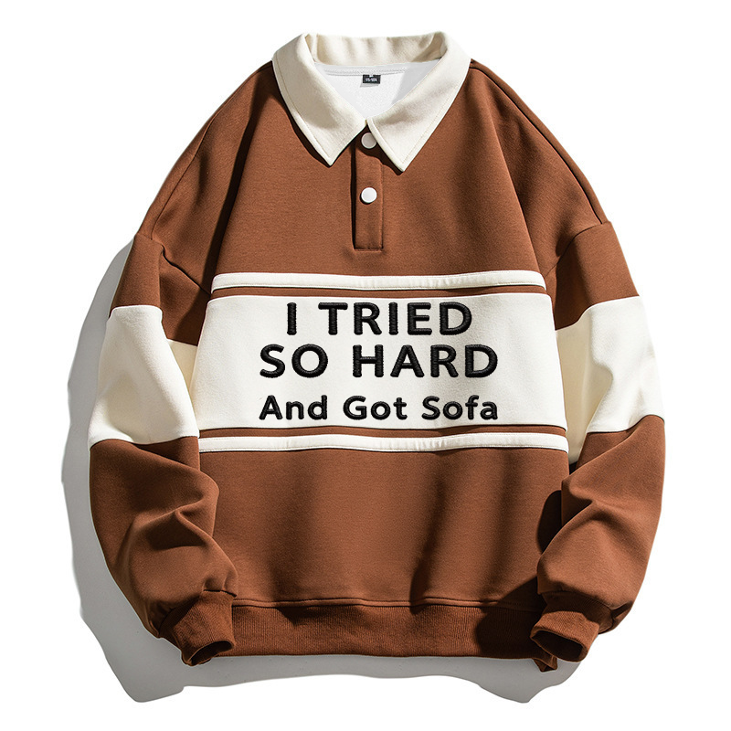 Tokyocanvas I Tried So Hard And Got Sofa Polo Embroidered Sweatshirt