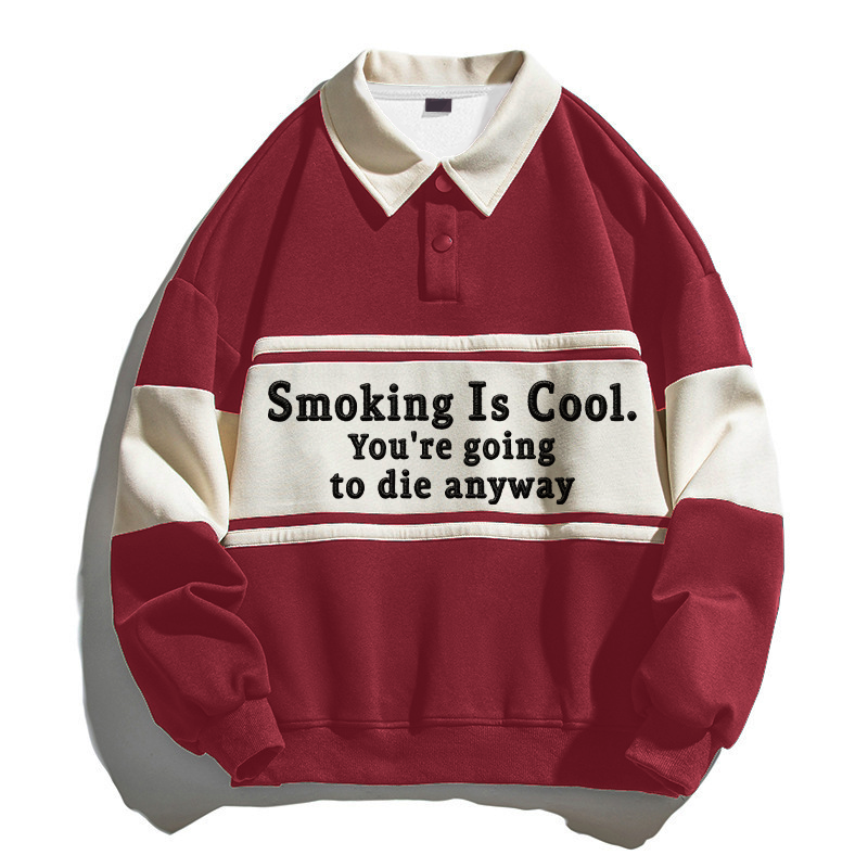 Tokyocanvas Just Smoking Polo Embroidered Sweatshirt